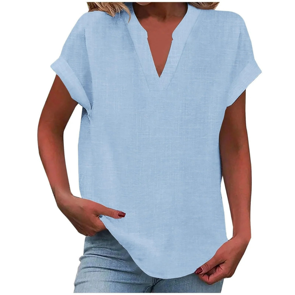 Elisabeth | Damen Sommer Bluse Mit V-Ausschnitt