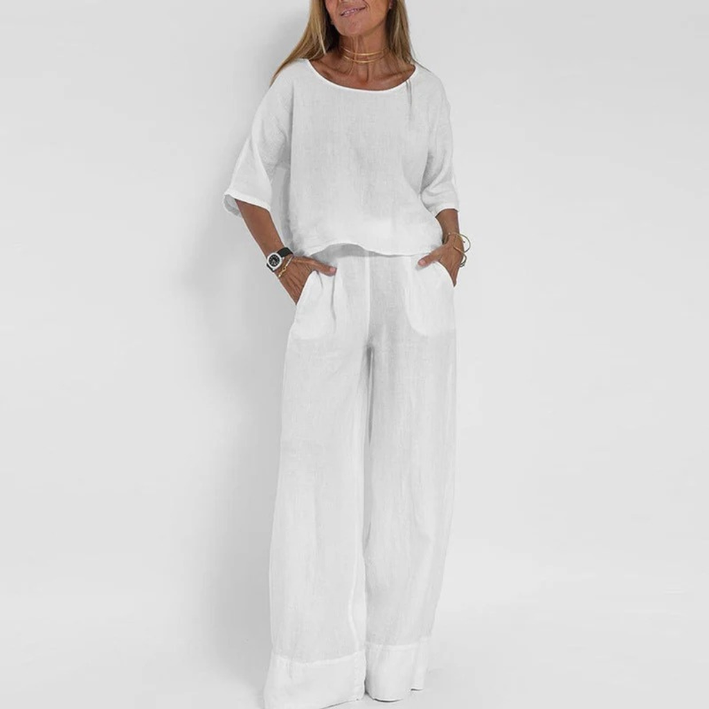 Elke | Damen Bequeme Zweiteiler Bluse & Hose Set