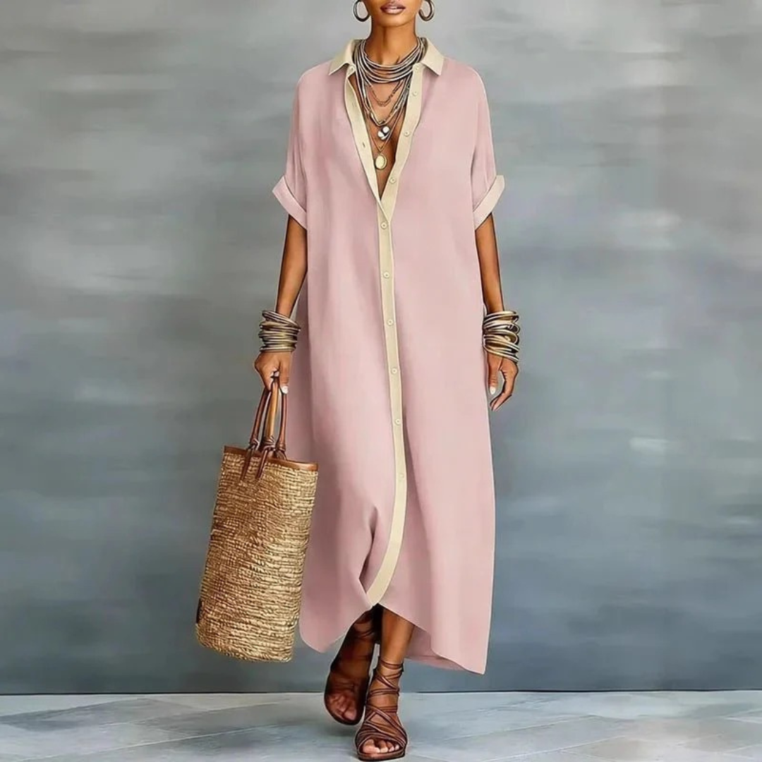 Elli | Damen Locker Leinen Maxikleid