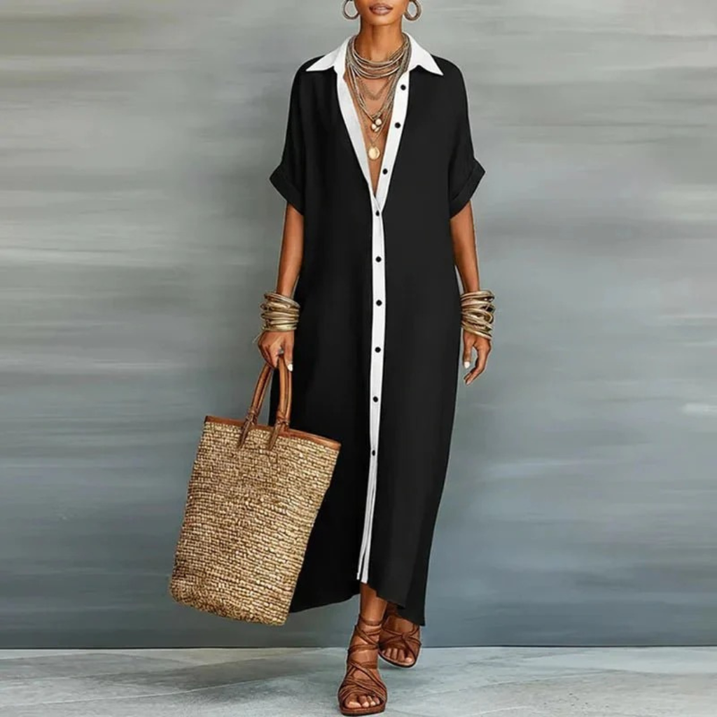 Elli | Damen Locker Leinen Maxikleid