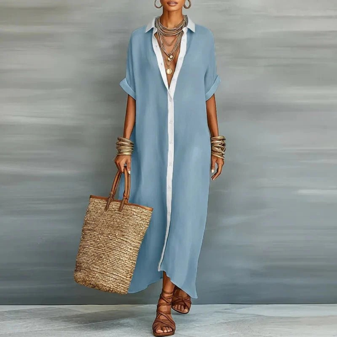 Elli | Damen Locker Leinen Maxikleid