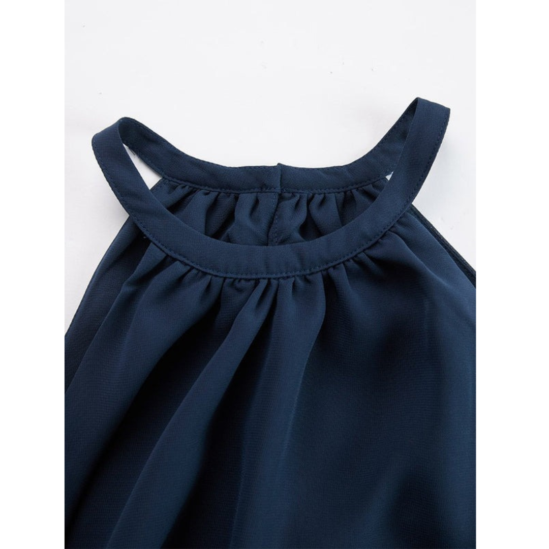 Elly | Damen Marineblaues Weites Zweiteiler Set