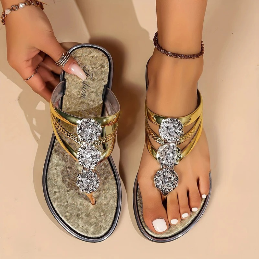 Elly | Damen Sommer Sandalen Mit Strass