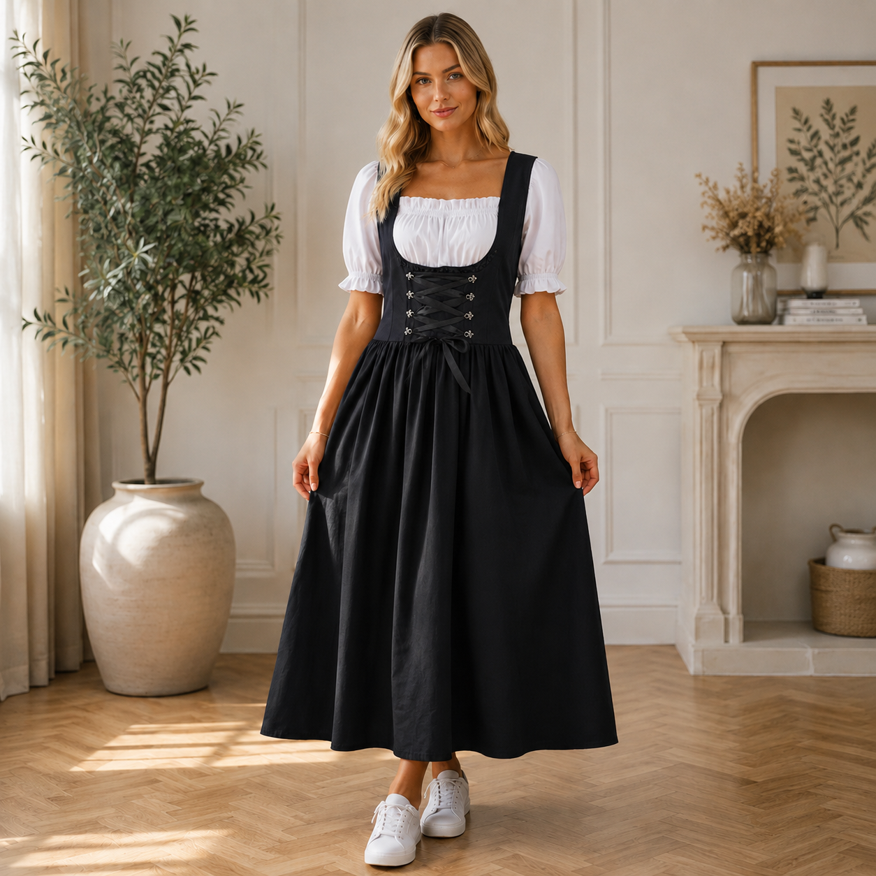 Elma | Damen Schwarzes Oktoberfest Dirndl Trachtenkleid