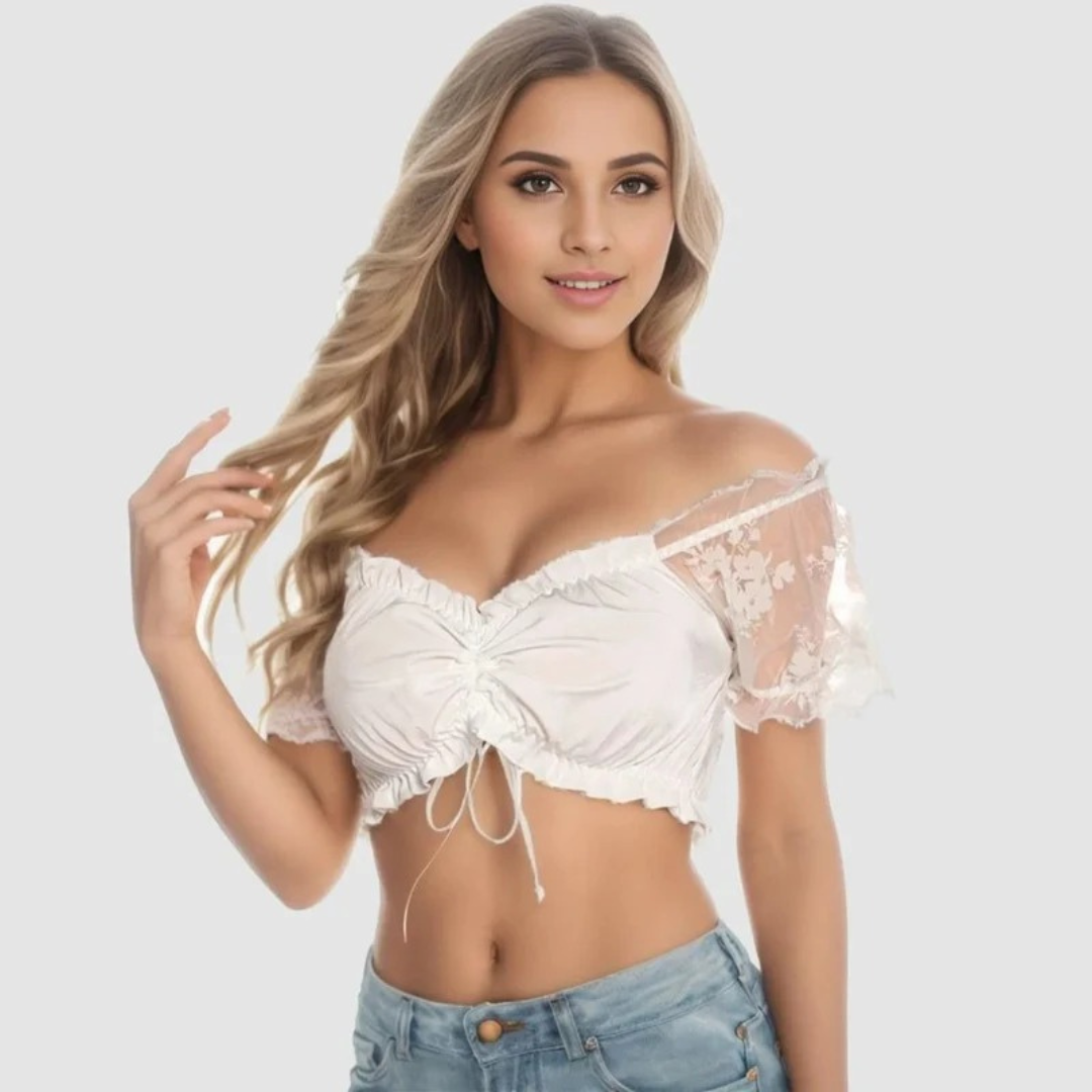 Elodie | Damen Dirndlbluse Crop Top zum Oktoberfest