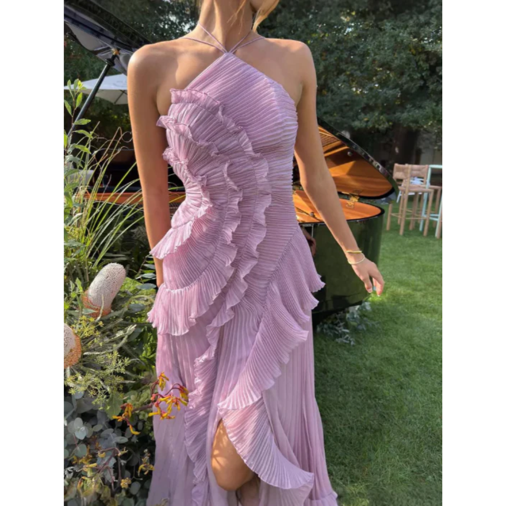 Elora | Damen Maxi Sommerkleid Rüschen Neckholder