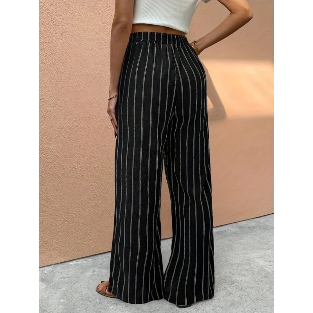 Elsa | Damen Stilvolles Gestreifte Wide-Leg Hose