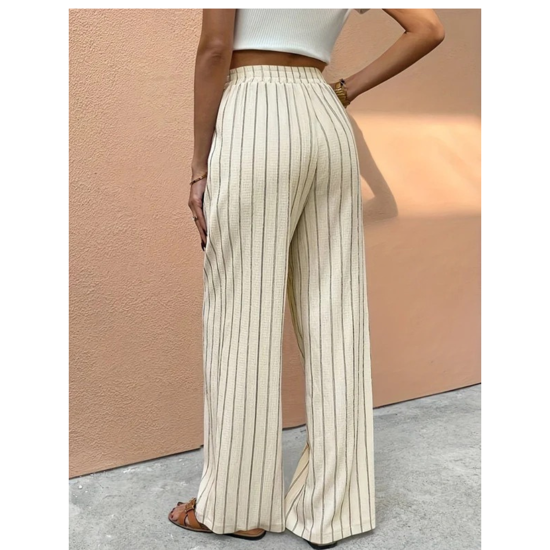 Elsa | Damen Stilvolles Gestreifte Wide-Leg Hose