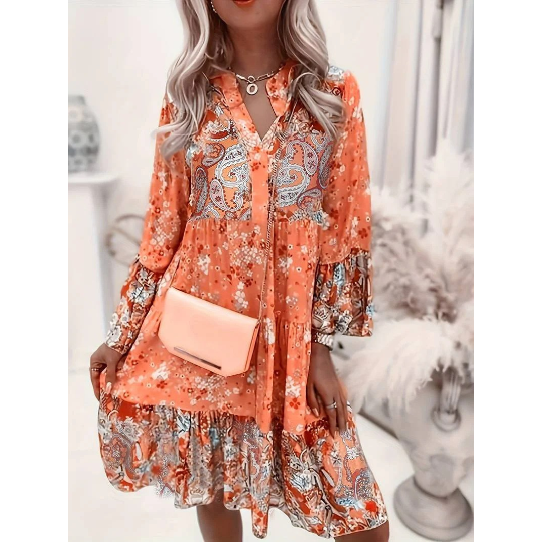 Elsbeth | Elegant Boho Midi-Sommerkleid mit Print
