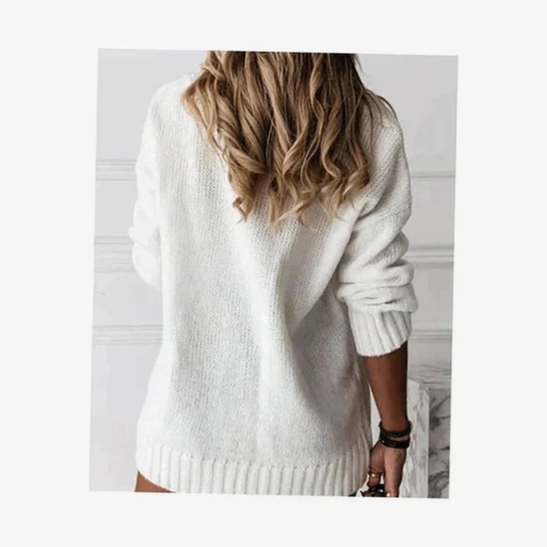 Elvira | Damen Oversize Strickpullover mit V Ausschnitt und Langarm