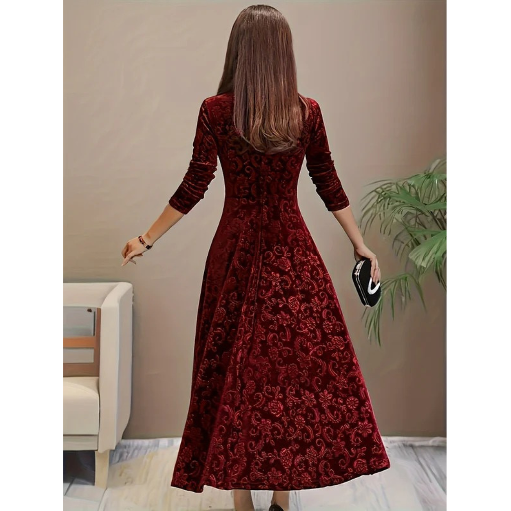 Emilia | Damen A-Linien Midikleid Aus Samt