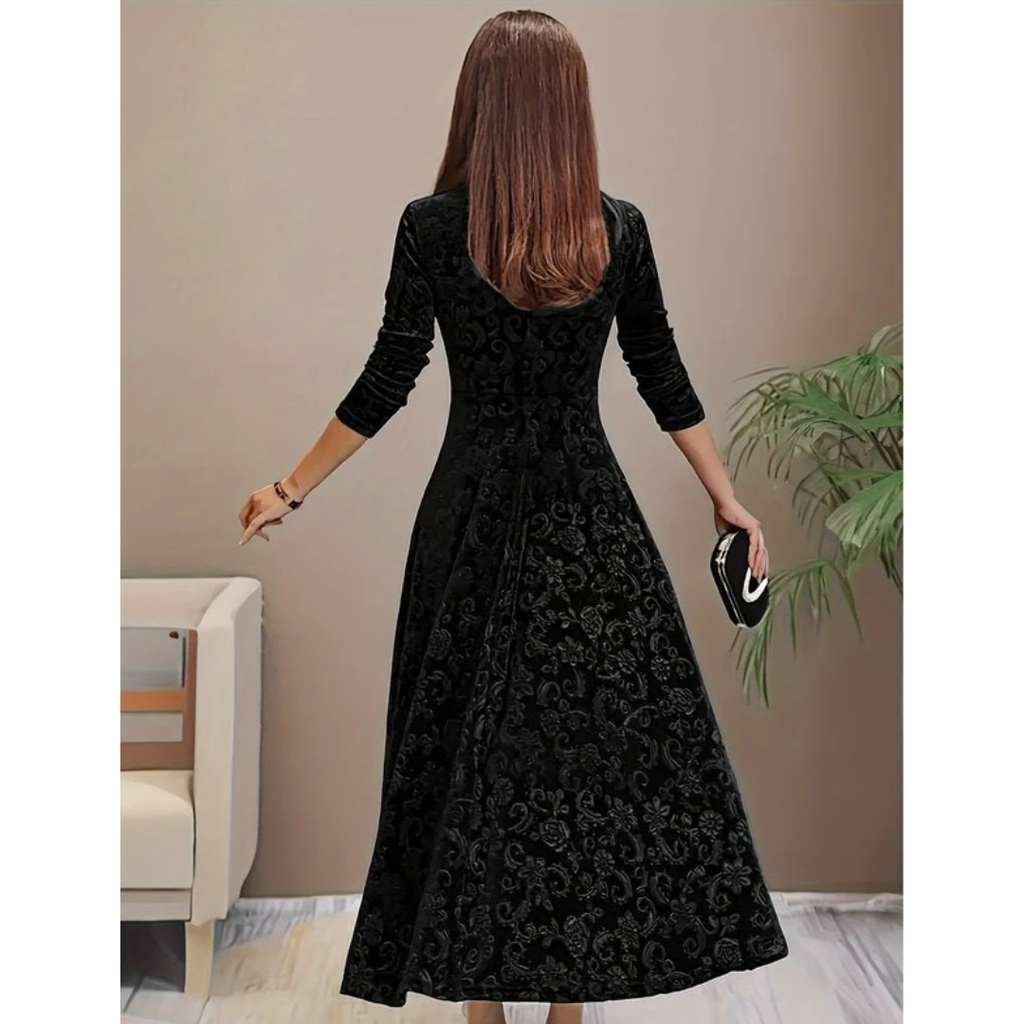 Emilia | Damen A-Linien Midikleid Aus Samt