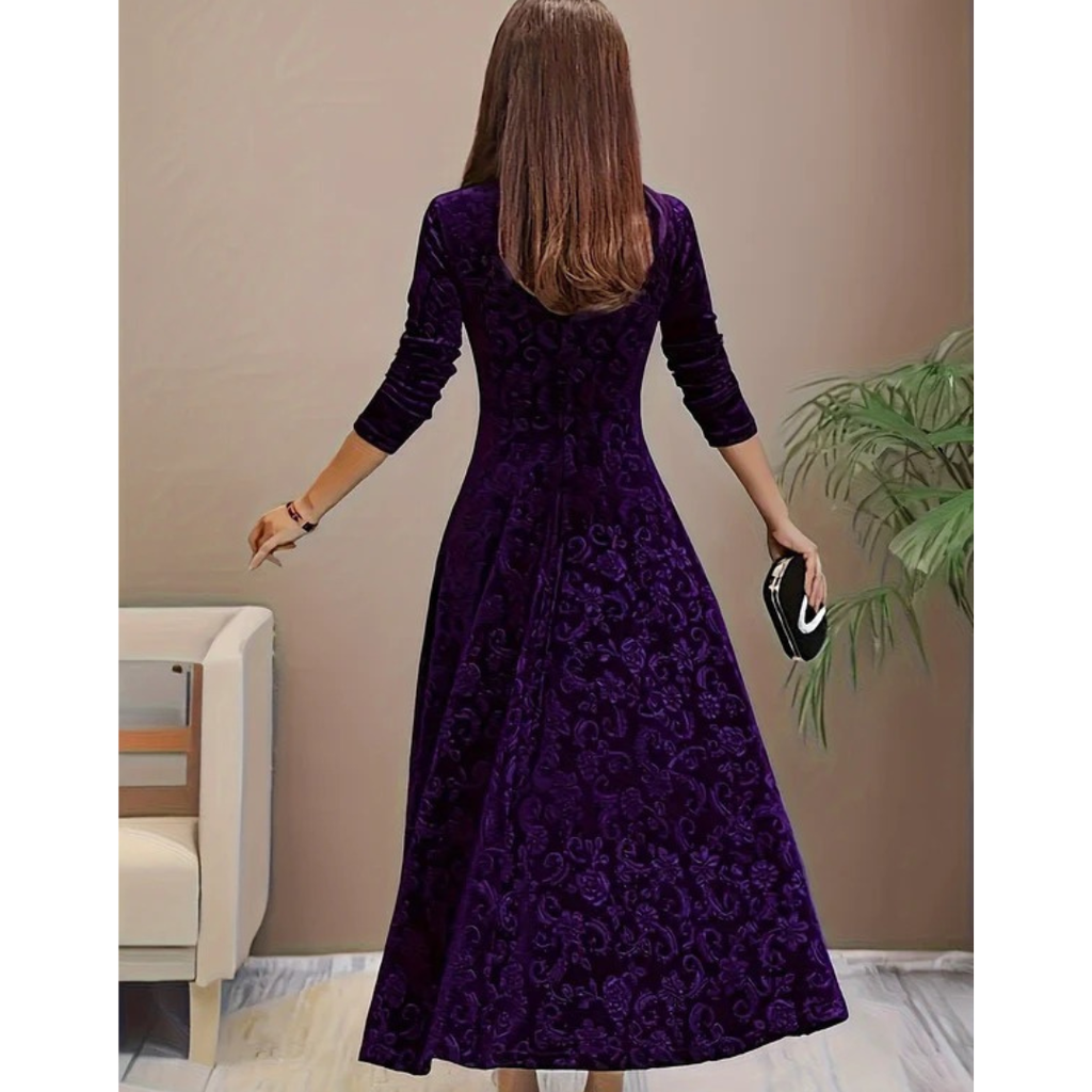 Emilia | Damen A-Linien Midikleid Aus Samt