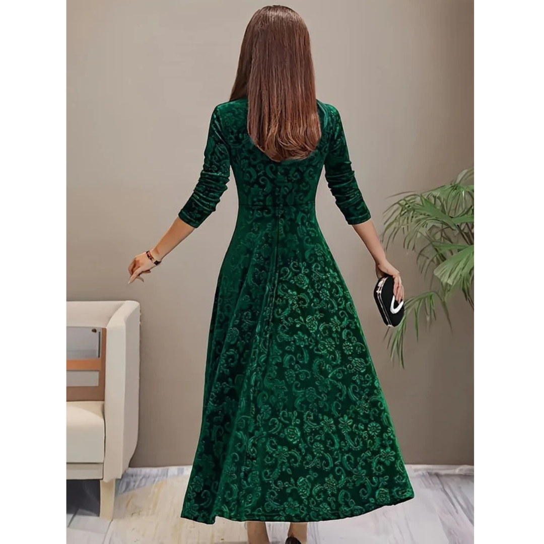 Emilia | Damen A-Linien Midikleid Aus Samt