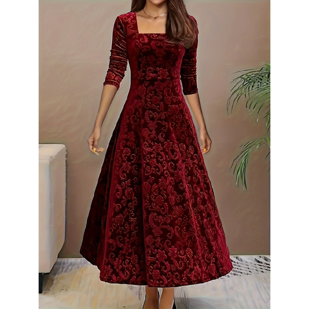 Emilia | Damen A-Linien Midikleid Aus Samt