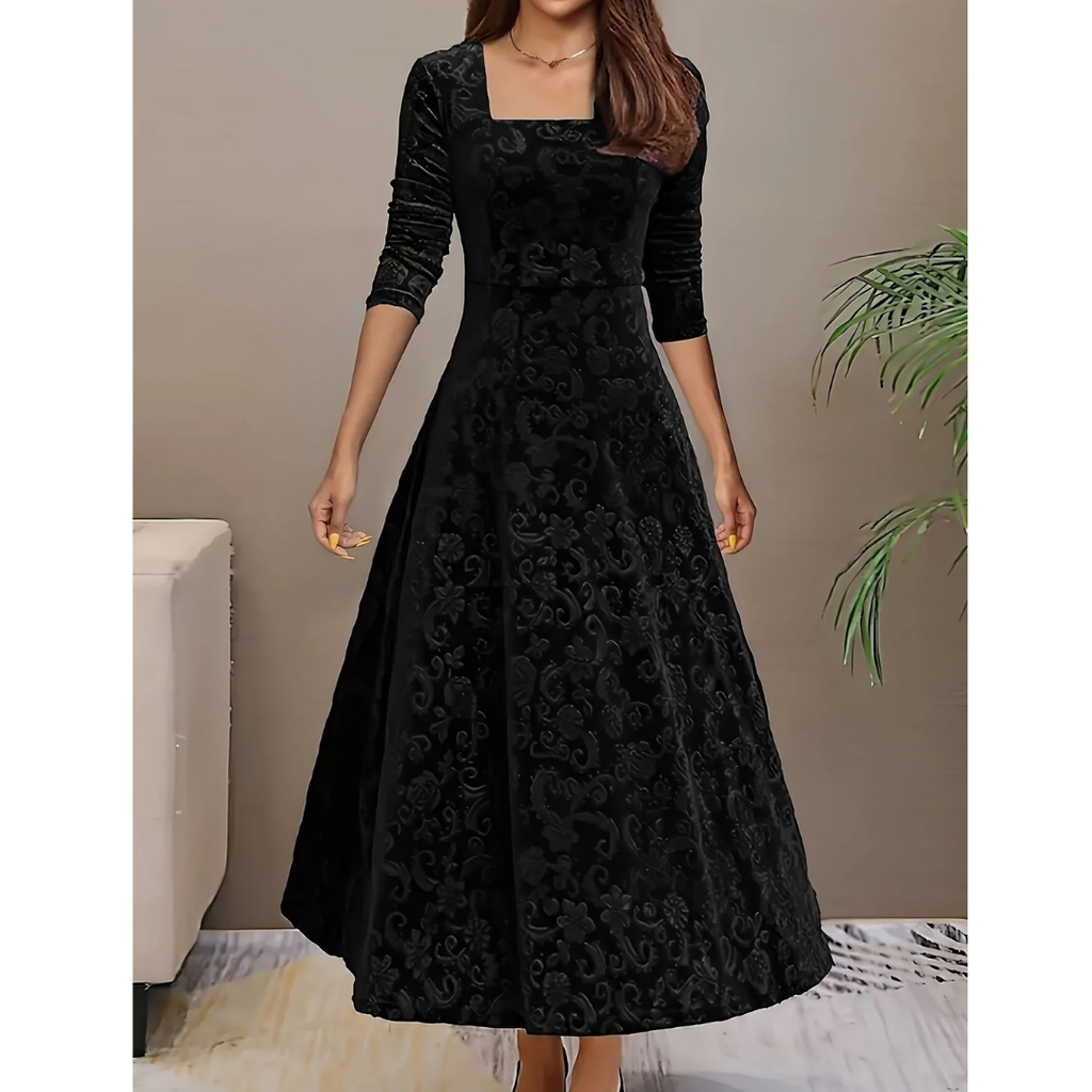 Emilia | Damen A-Linien Midikleid Aus Samt
