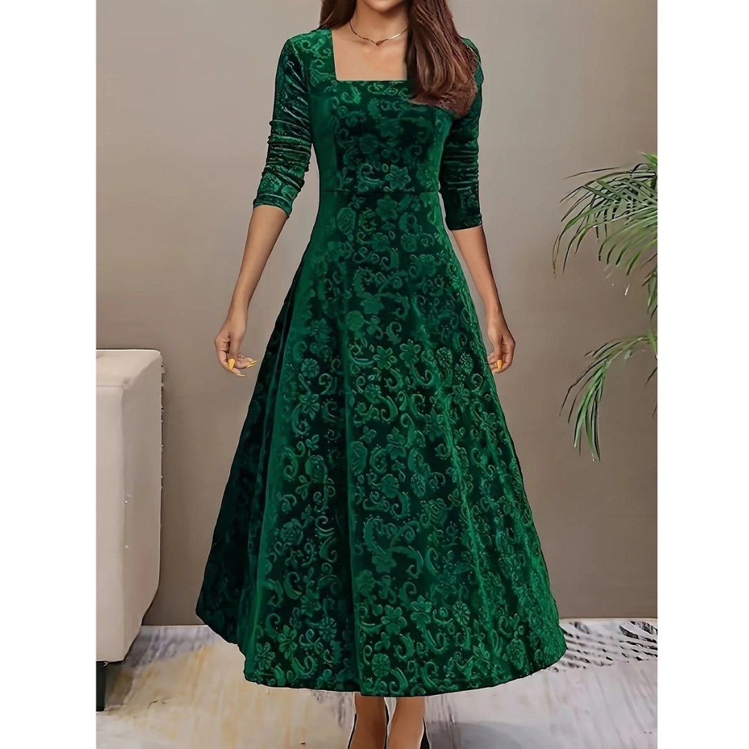 Emilia | Damen A-Linien Midikleid Aus Samt