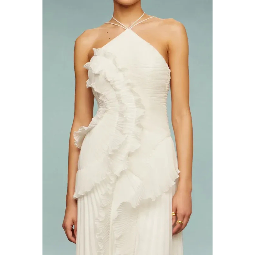 Emma | Damen Elegante Maxi Abendkleid mit Volants
