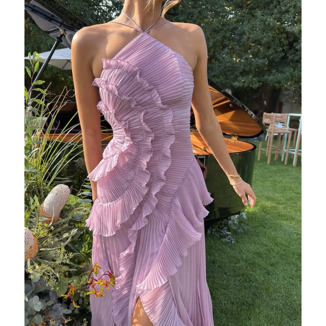 Emma | Damen Elegante Maxi Abendkleid mit Volants