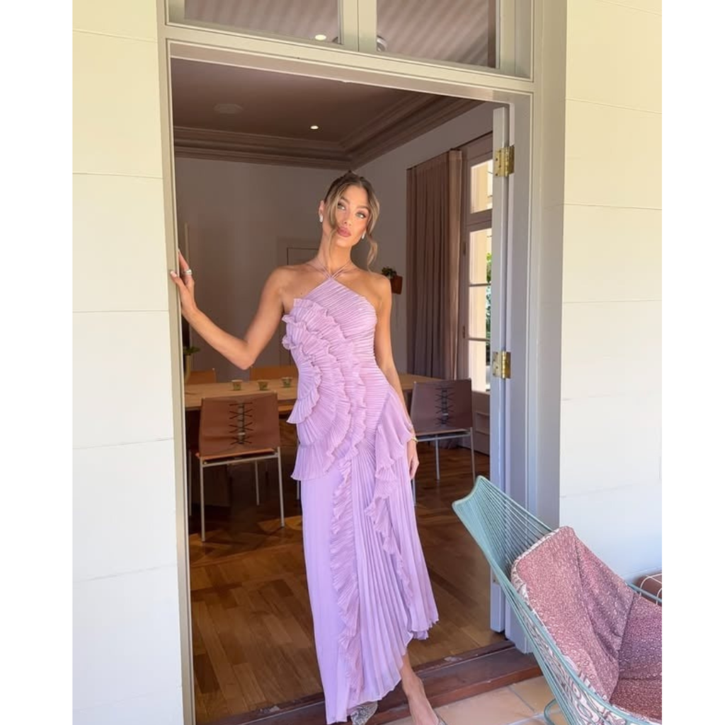 Emma | Damen Elegante Maxi Abendkleid mit Volants