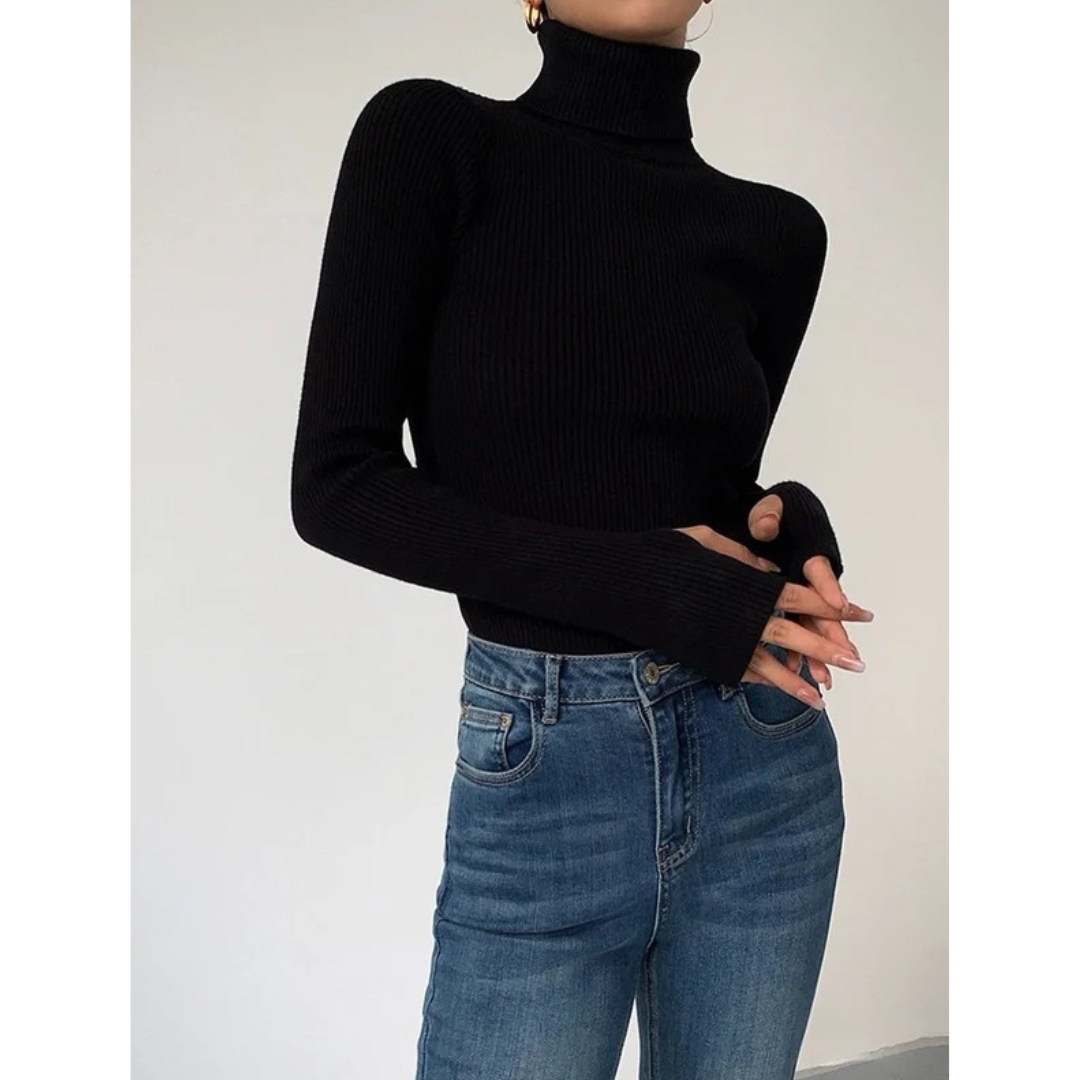 Emma | Damen Elegante Strick Rollkragenpullover