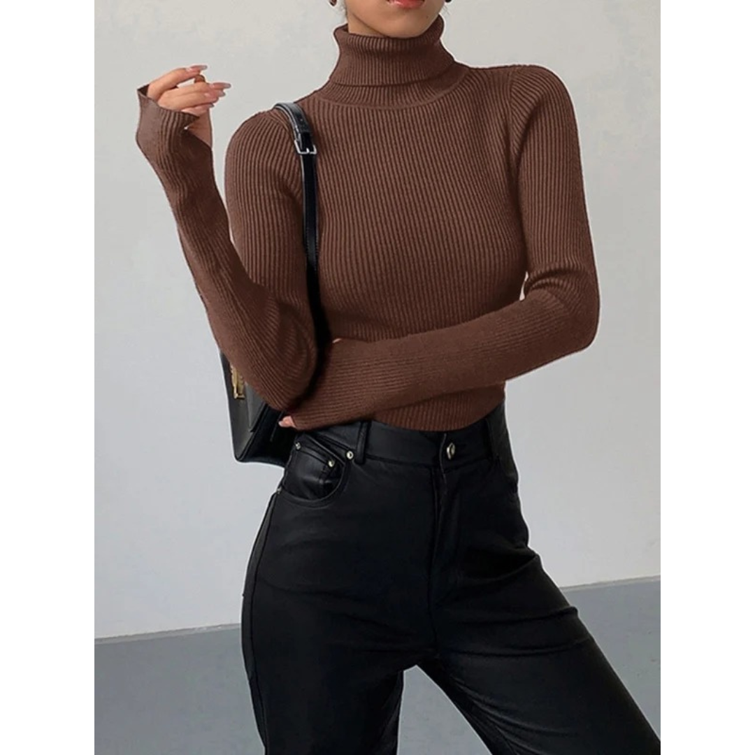 Emma | Damen Elegante Strick Rollkragenpullover