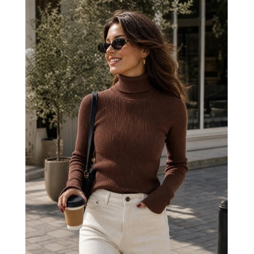 Emma | Damen Elegante Strick Rollkragenpullover