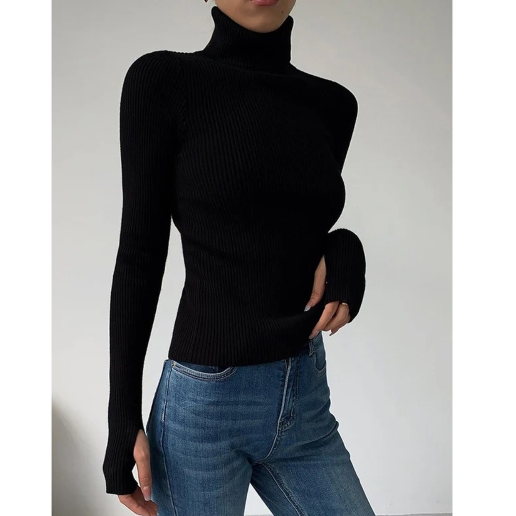 Emma | Damen Elegante Strick Rollkragenpullover