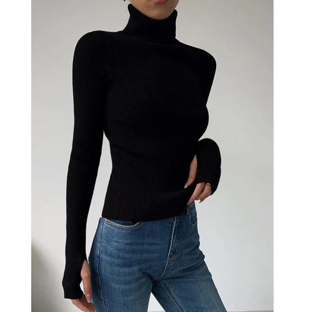 Emma | Damen Elegante Strick Rollkragenpullover