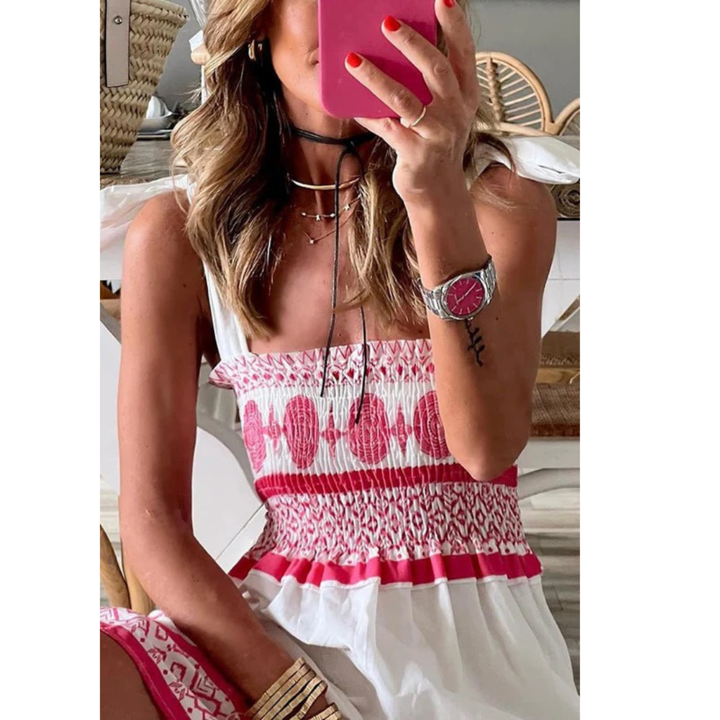 Emma | Damen Rosa Leichtes Sommer Maxikleid