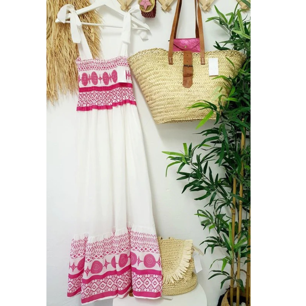 Emma | Damen Rosa Leichtes Sommer Maxikleid