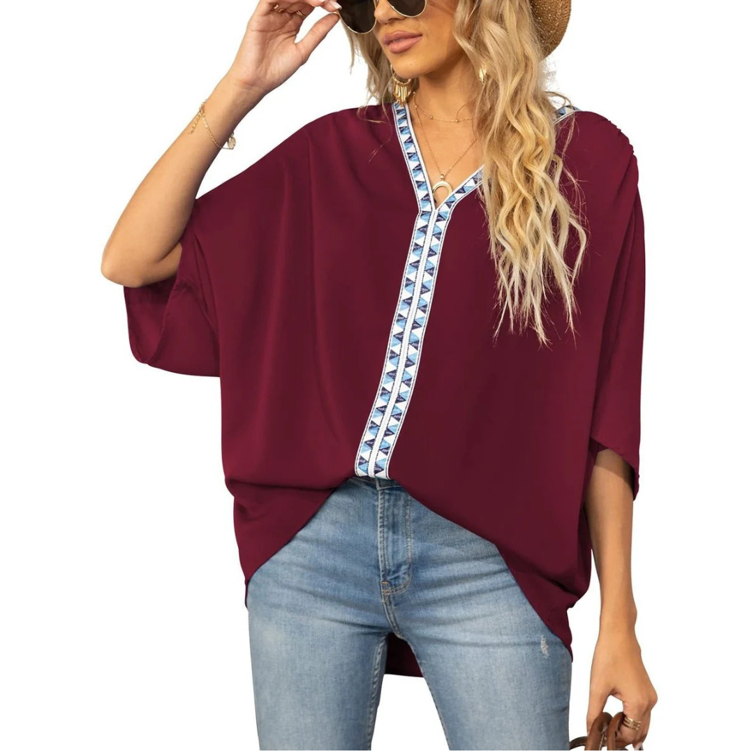 Emma | Damen Oversized V-Ausschnitt Tunika