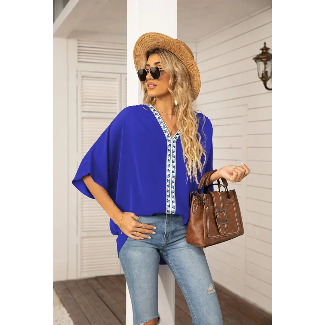 Emma | Damen Oversized V-Ausschnitt Tunika