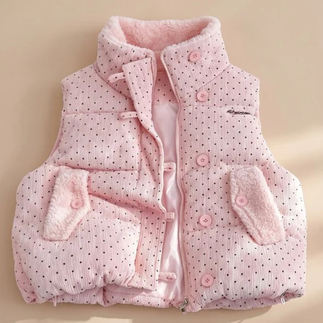 Emmi | Damen Punkt weste mit Fleece und Knöpfen