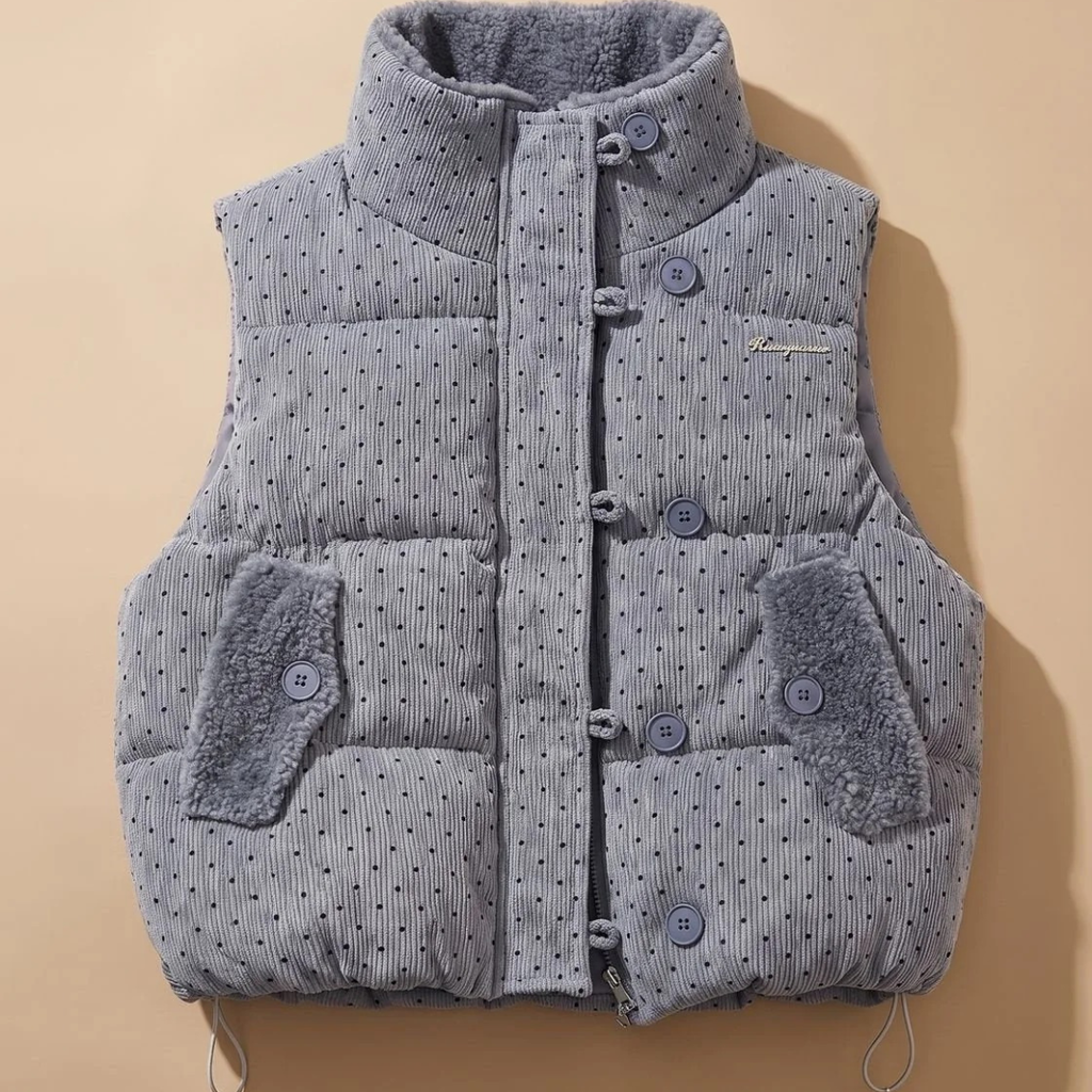 Emmi | Damen Punkt weste mit Fleece und Knöpfen