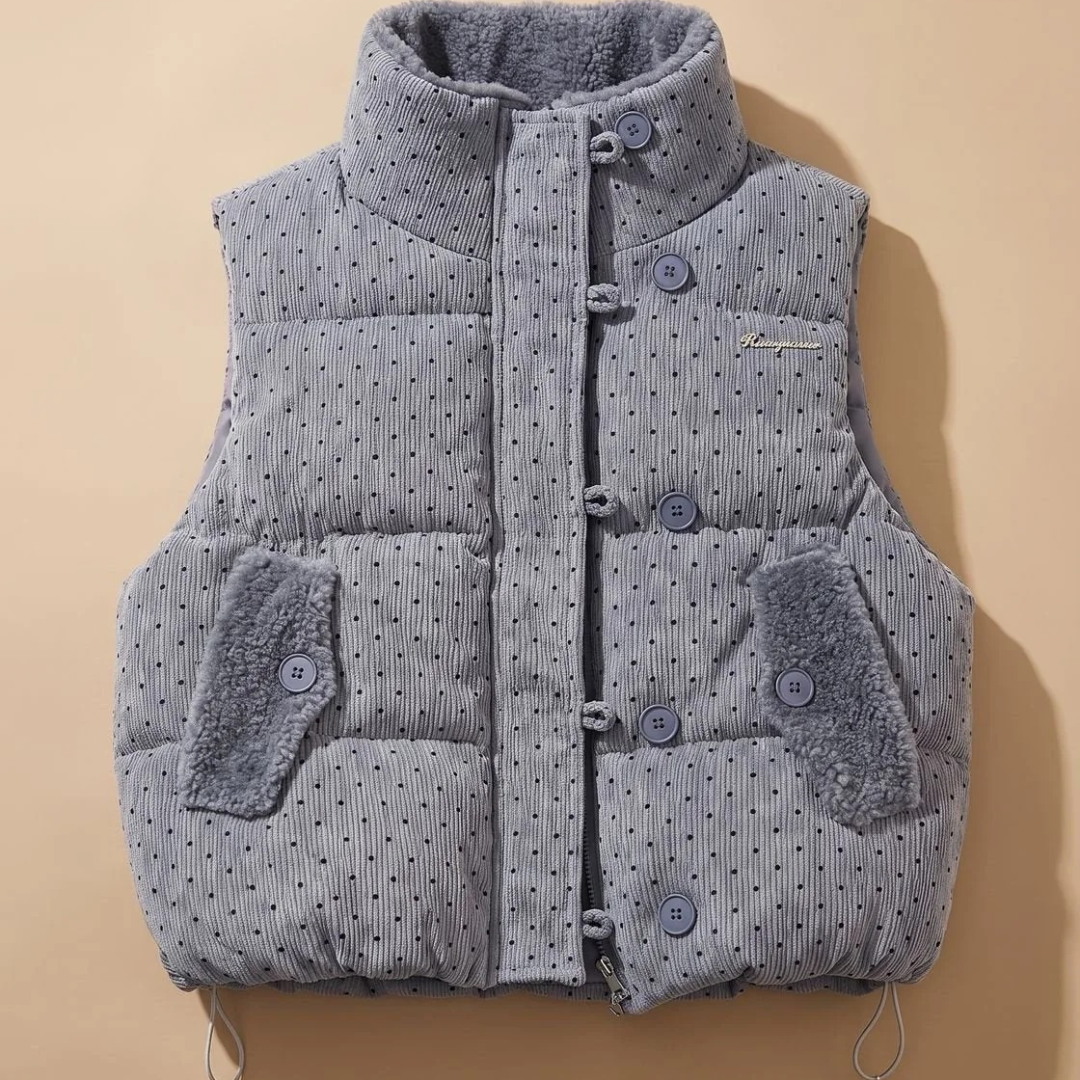 Emmi | Damen Punkt weste mit Fleece und Knöpfen