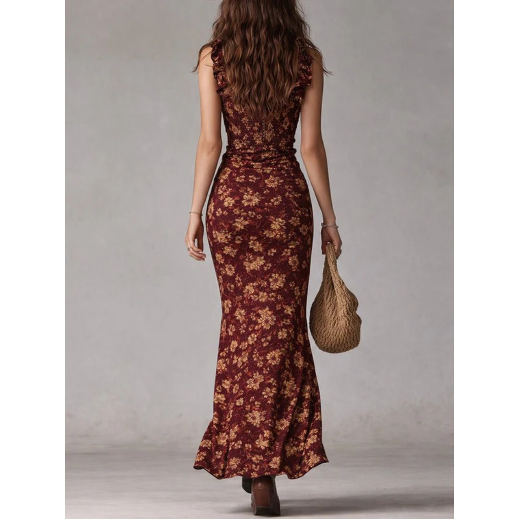 Emmy | Damen Boho Maxikleid Mit Trägern