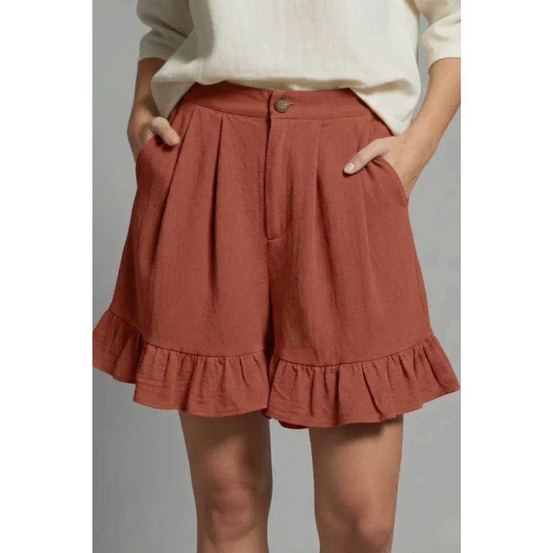 Enya | Damen Shorts Mit Rüschen Saum Für Urlaub