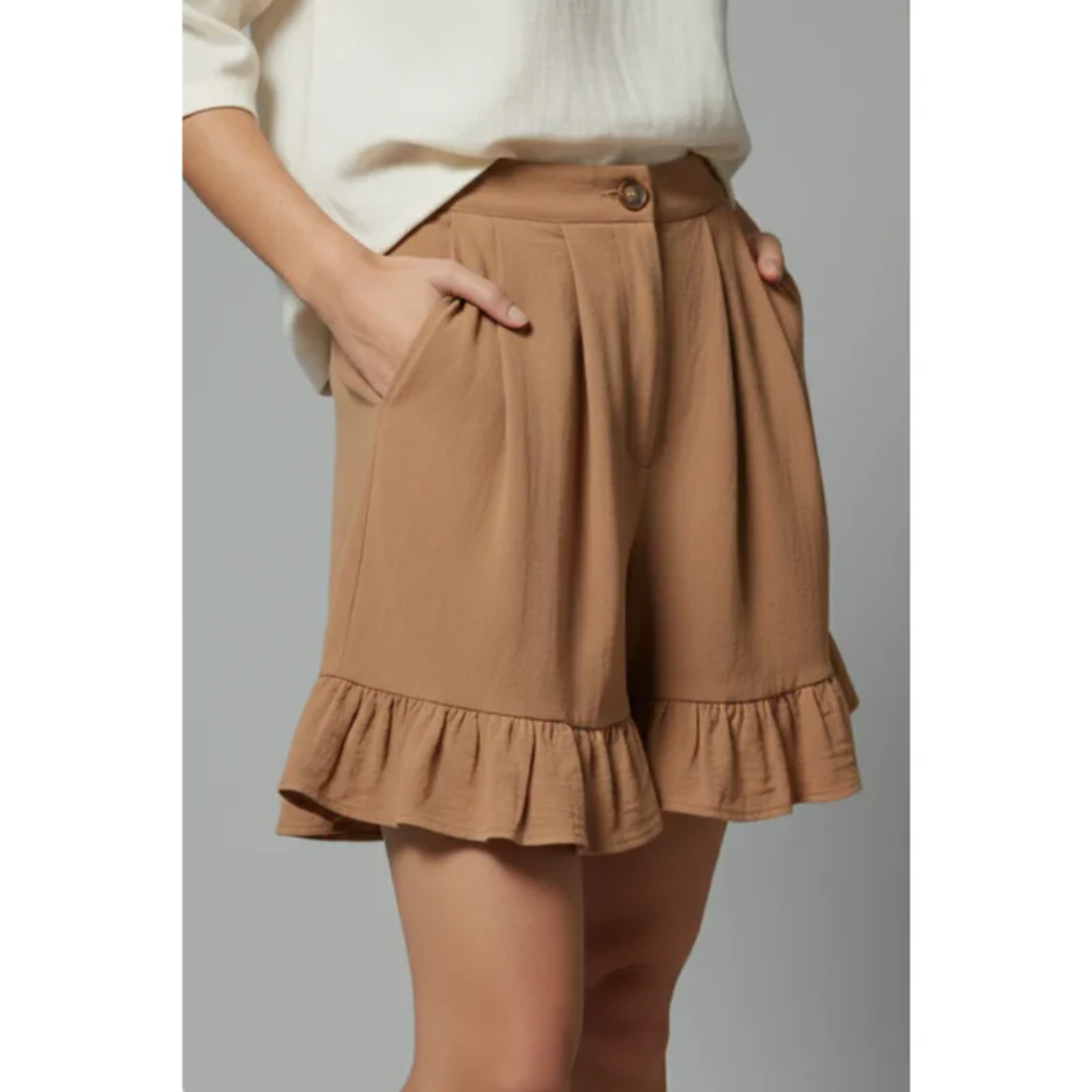 Enya | Damen Shorts Mit Rüschen Saum Für Urlaub