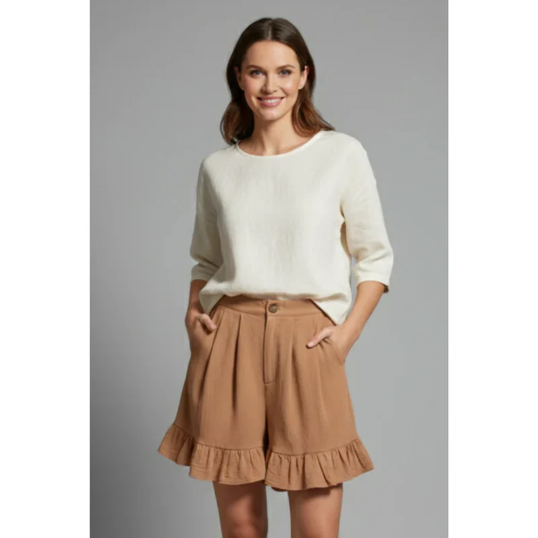 Enya | Damen Shorts Mit Rüschen Saum Für Urlaub