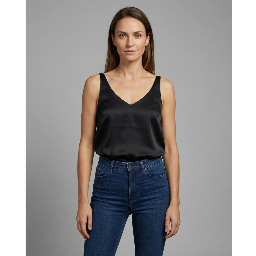 Erni | Damen Satin V-Ausschnitt Tank Top