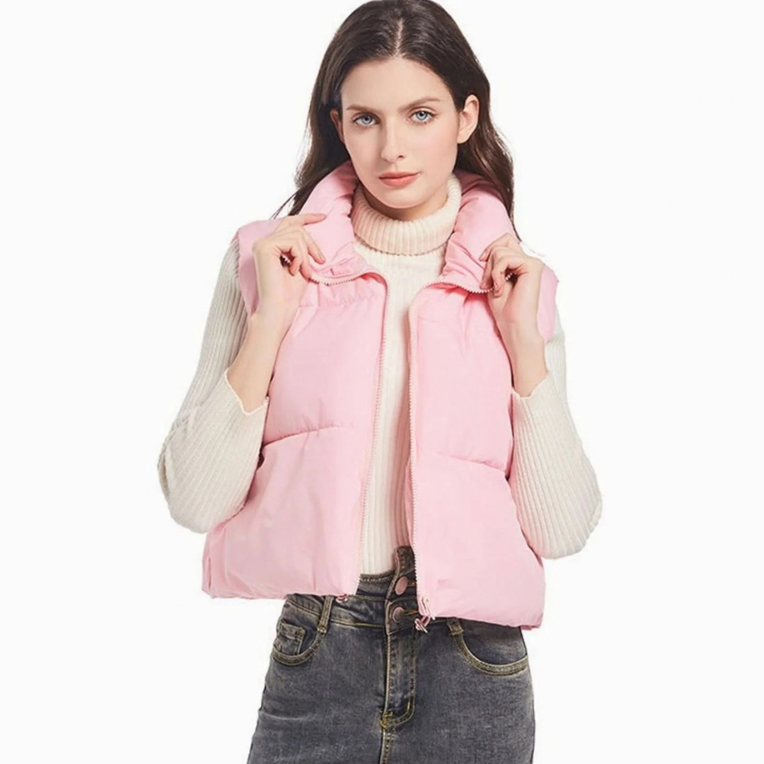 Esther | Damen Kurze Steppweste Bodywarmer mit Stehkragen und Zwei Wege Reißverschluss