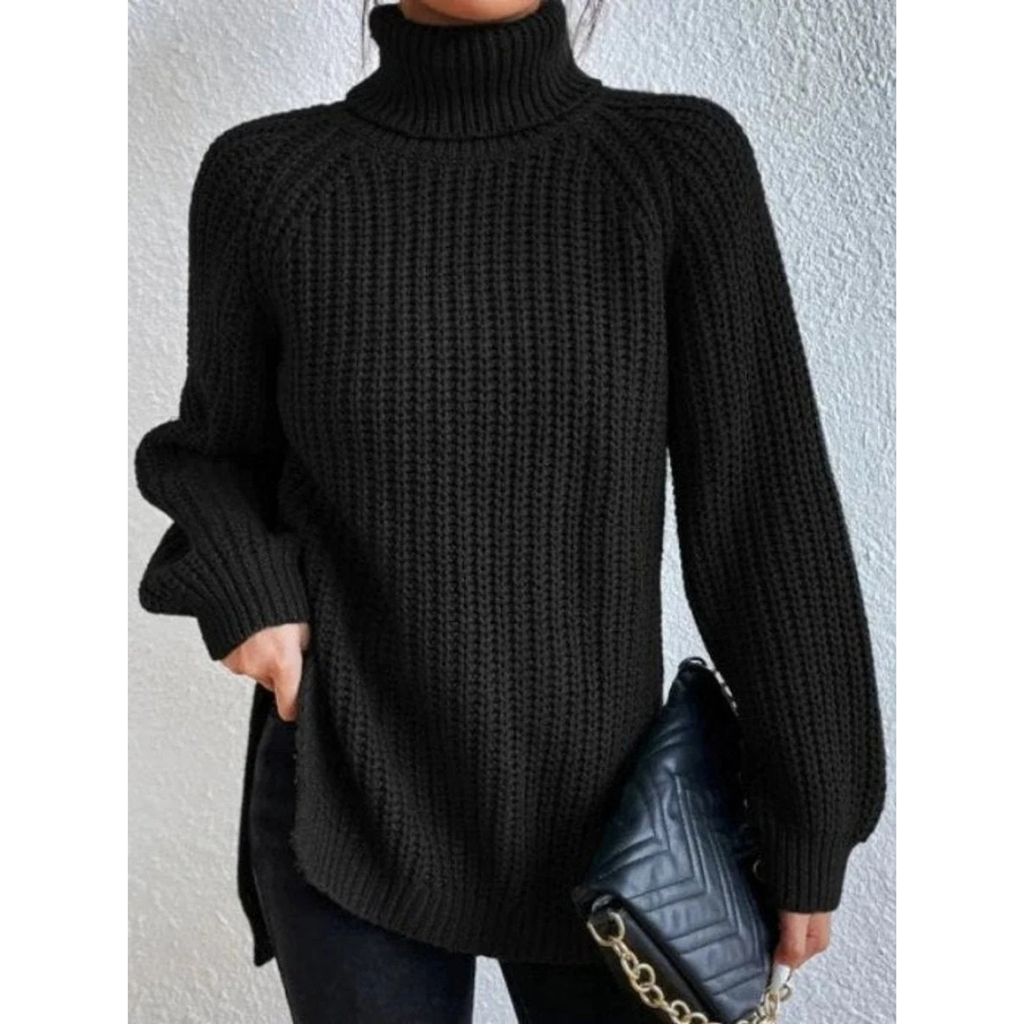 Esther | Damen Rollkragenpullover mit Grobstrick, Oversized Stil und Weitem Schnitt