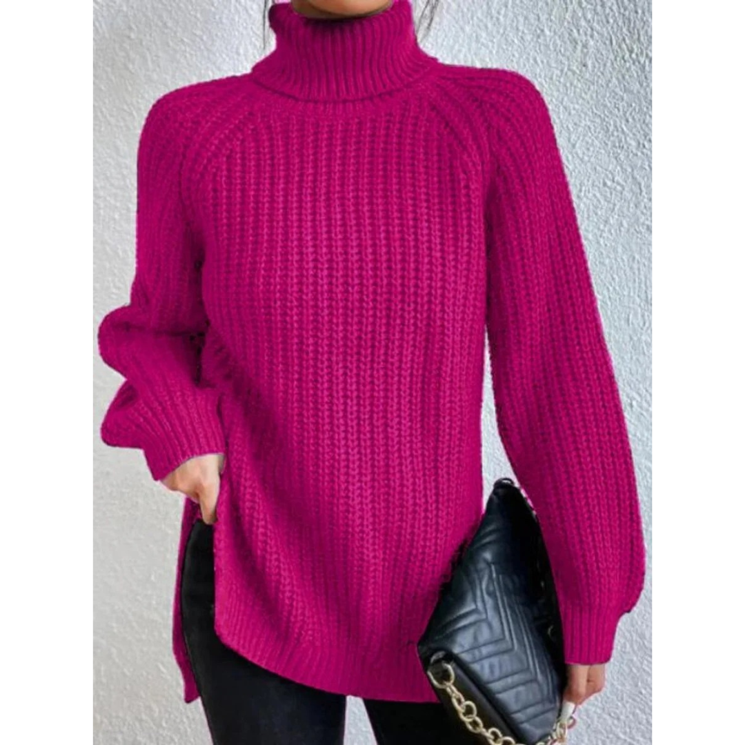 Esther | Damen Rollkragenpullover mit Grobstrick, Oversized Stil und Weitem Schnitt