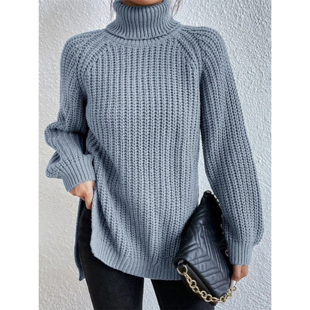 Esther | Damen Rollkragenpullover mit Grobstrick, Oversized Stil und Weitem Schnitt