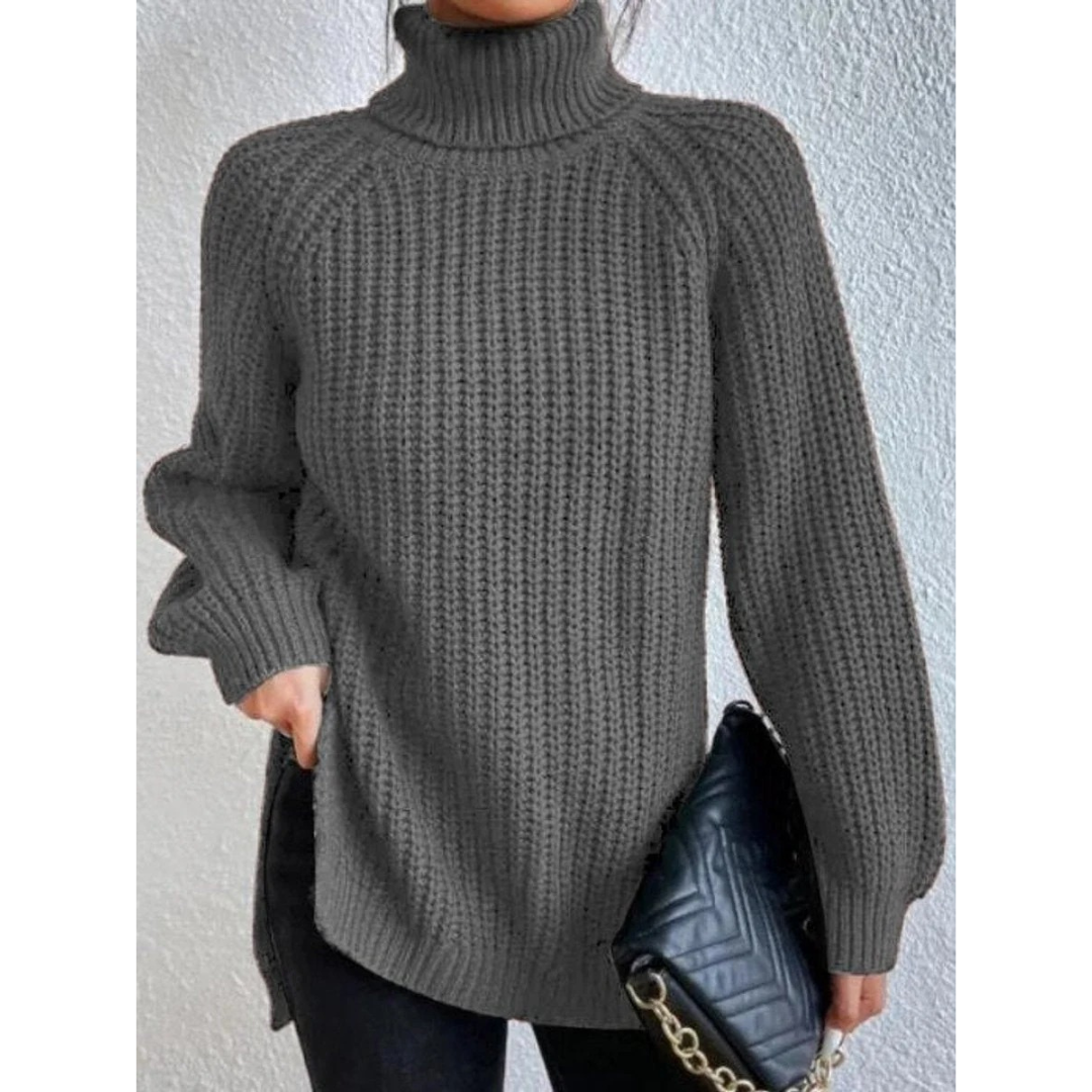 Esther | Damen Rollkragenpullover mit Grobstrick, Oversized Stil und Weitem Schnitt