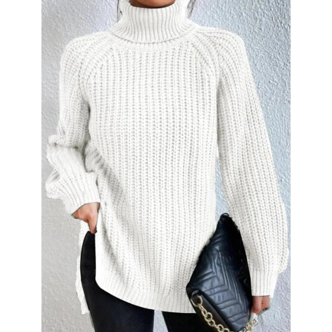 Esther | Damen Rollkragenpullover mit Grobstrick, Oversized Stil und Weitem Schnitt