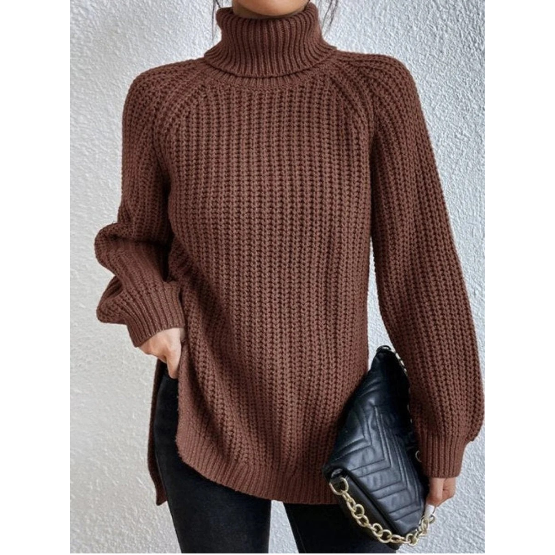 Esther | Damen Rollkragenpullover mit Grobstrick, Oversized Stil und Weitem Schnitt