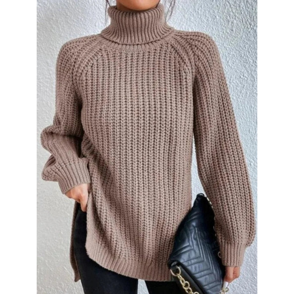 Esther | Damen Rollkragenpullover mit Grobstrick, Oversized Stil und Weitem Schnitt