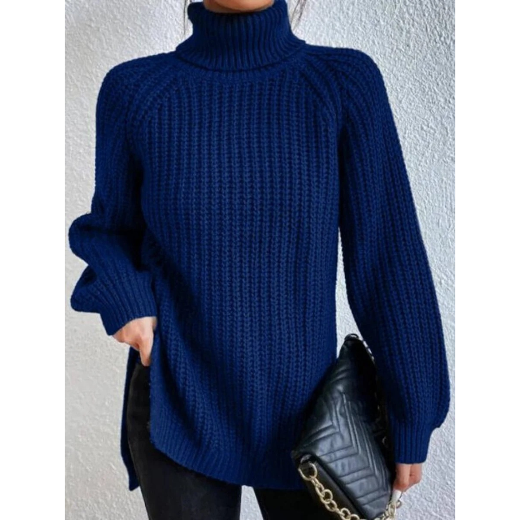 Esther | Damen Rollkragenpullover mit Grobstrick, Oversized Stil und Weitem Schnitt